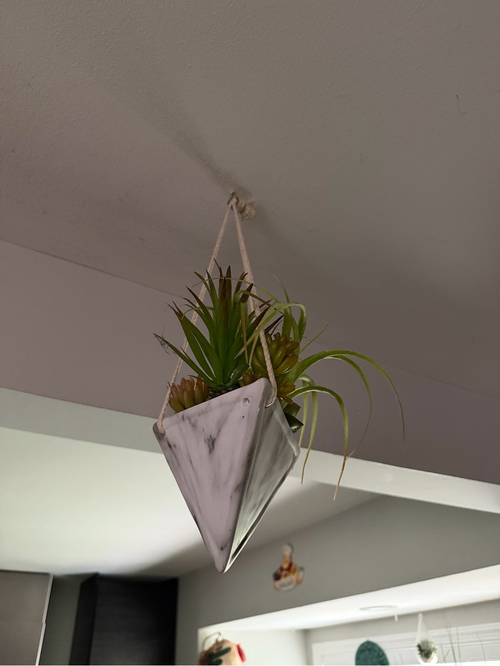 Hanging Triangle Marble Geometric Planter  Succulents hold wall artificial decor